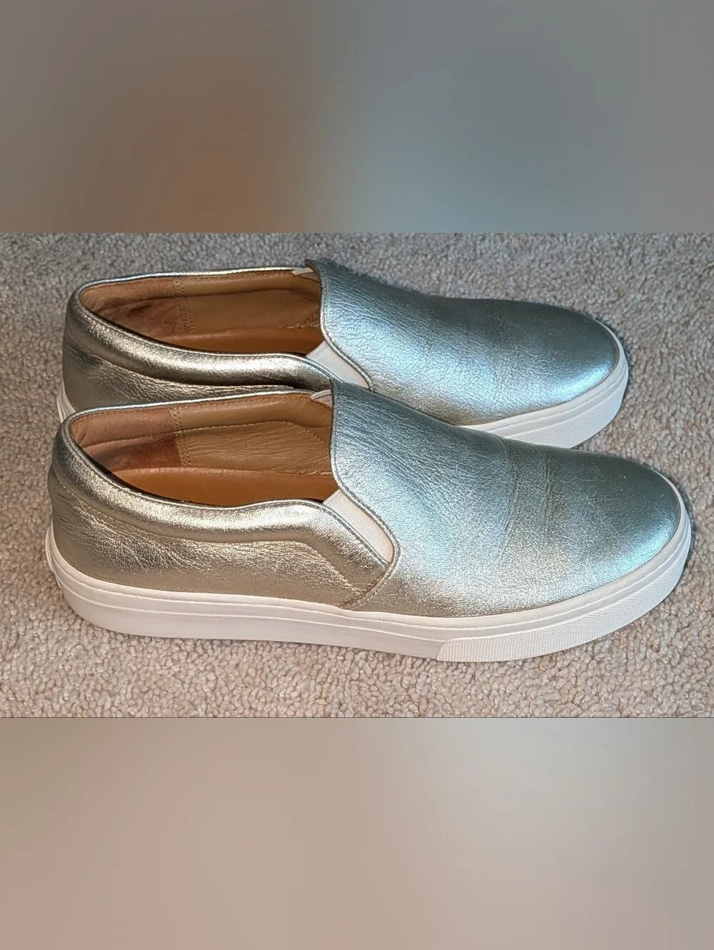 Tory Burch Metallic Gold Slip-On Fashion Sneakers. 8M Used-Excellent Condition